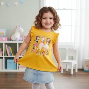 Rachel Zoe girls yellow ballerina short sleeve shirt Size 7/8